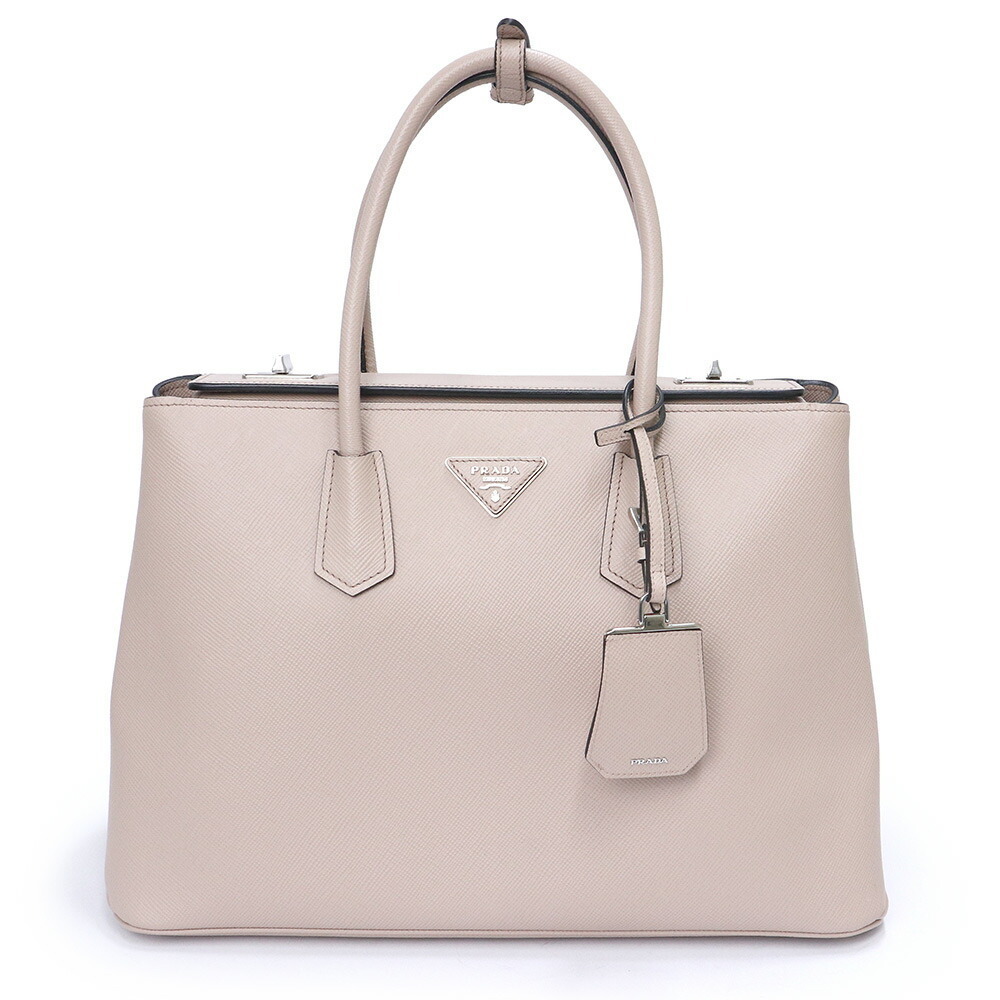 Prada Saffiano Tote Bag CUIR Leather CAMMEO Pink Beige Handbag